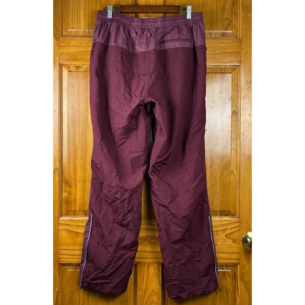 Adidas Mens XL Track Pants Maroon Burgundy Windbreaker Mesh Lined Ankle Zip